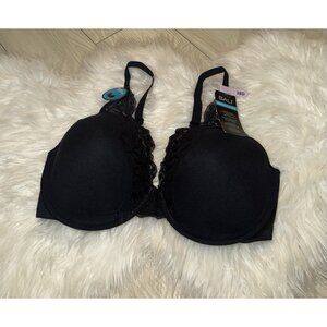 Bali 0084 Smoothing Full Coverage Bra Mesh Lace Lined UW Womens 38D Black New